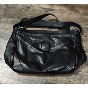 Marino Orlando Black Leather Shoulder Bag Purse Beautiful Bag Made In Italy